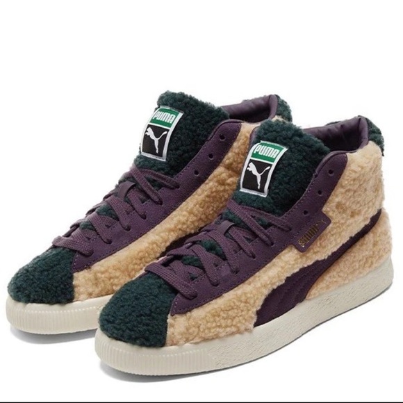 PUMA Basket Men’s Mid Vintage Sherpa Sneakers 381179-01‎Size 12NO BOX